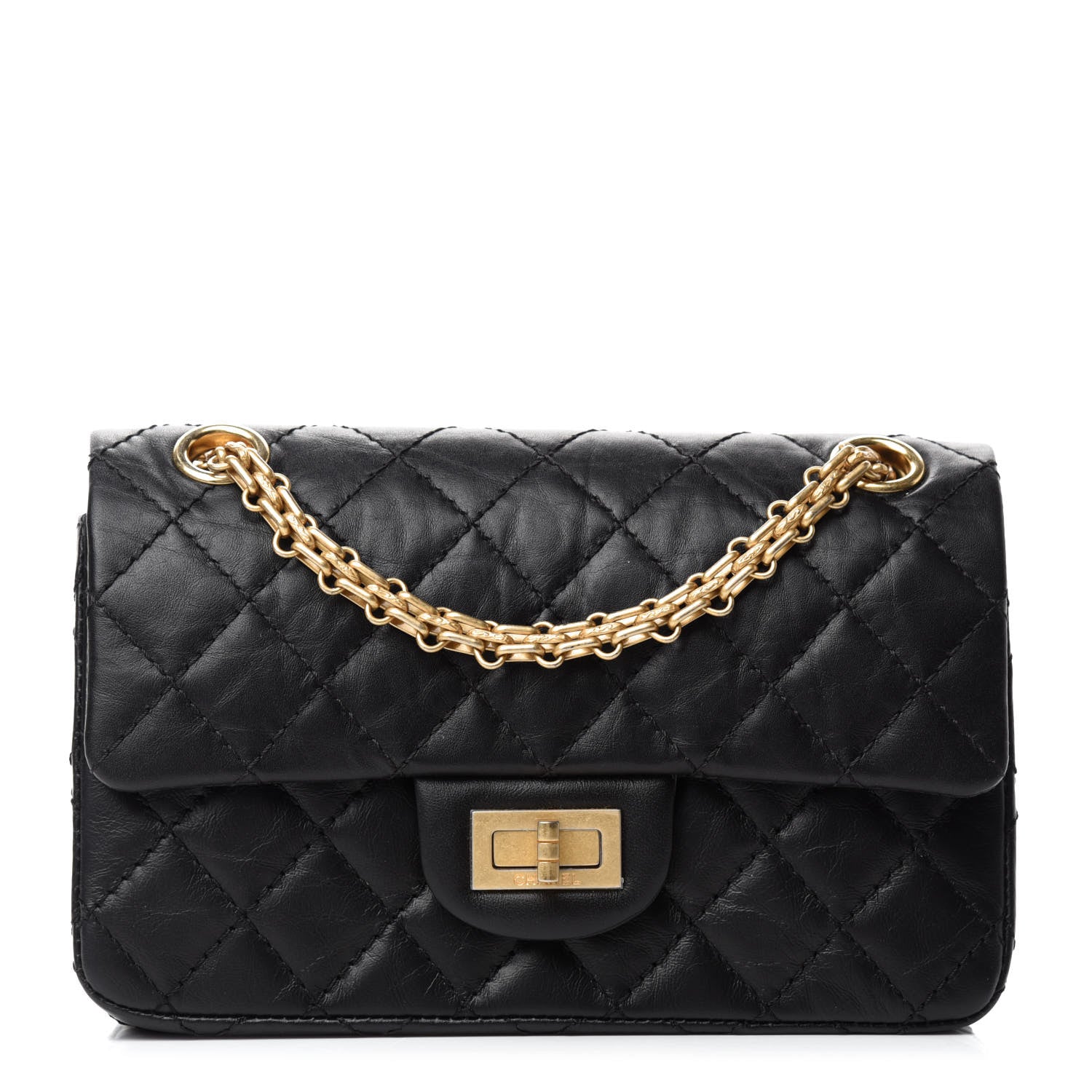 Chanel Aged Calfskin Quilted 2.55 Reissue Mini Flap Black 1 of 12