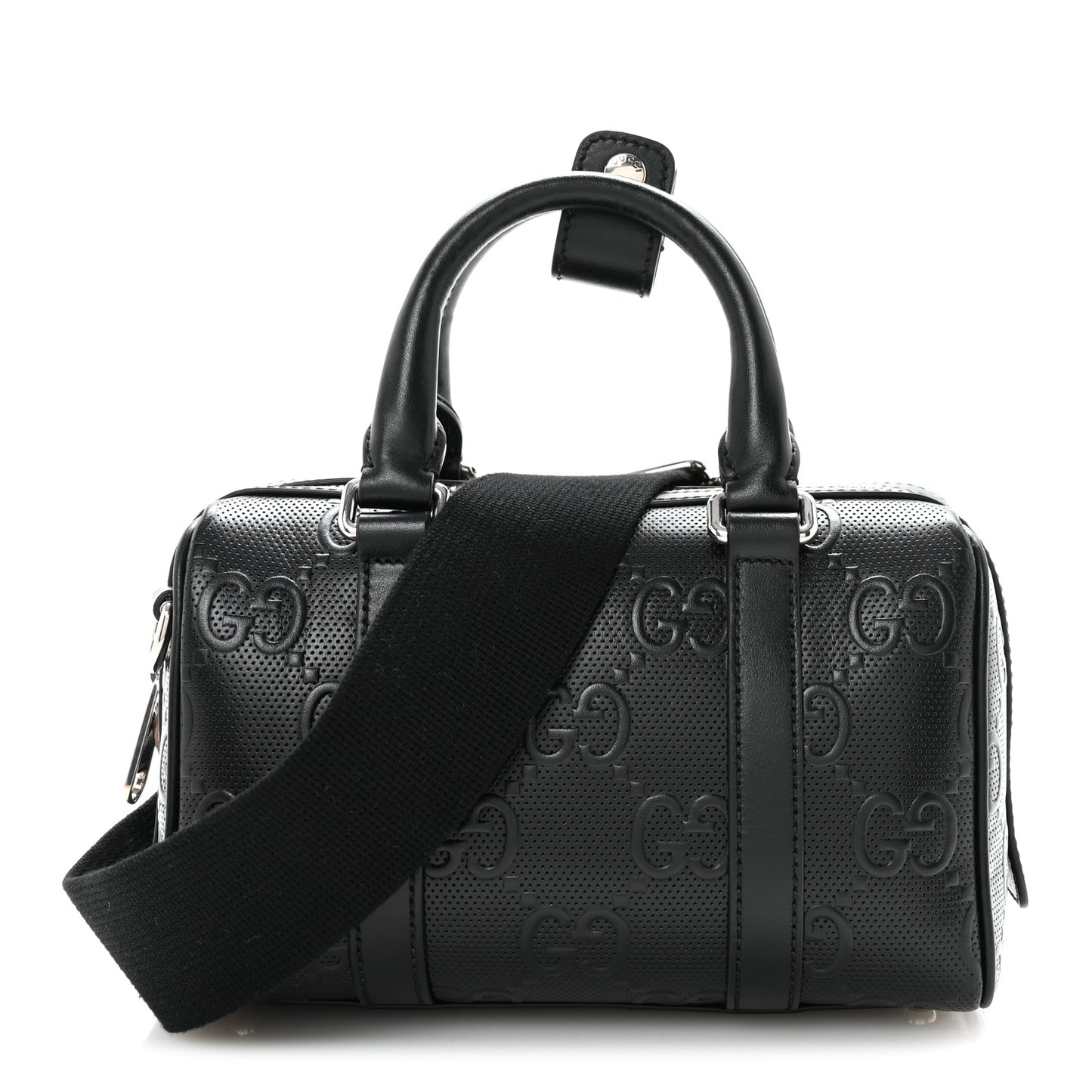Calfskin GG Tennis Embossed Mini Duffle Bag Black