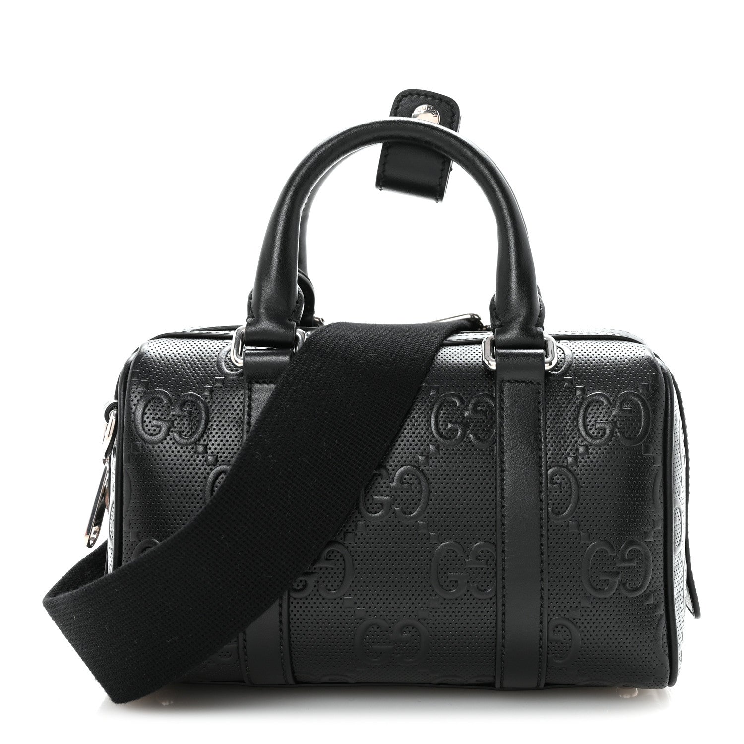 Gucci Calfskin GG Tennis Embossed Mini Duffle Bag Black 1 of 9