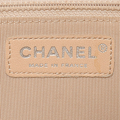Chanel Patent Chocolate Bar Quilted Tote Navy Beige 3 of 8