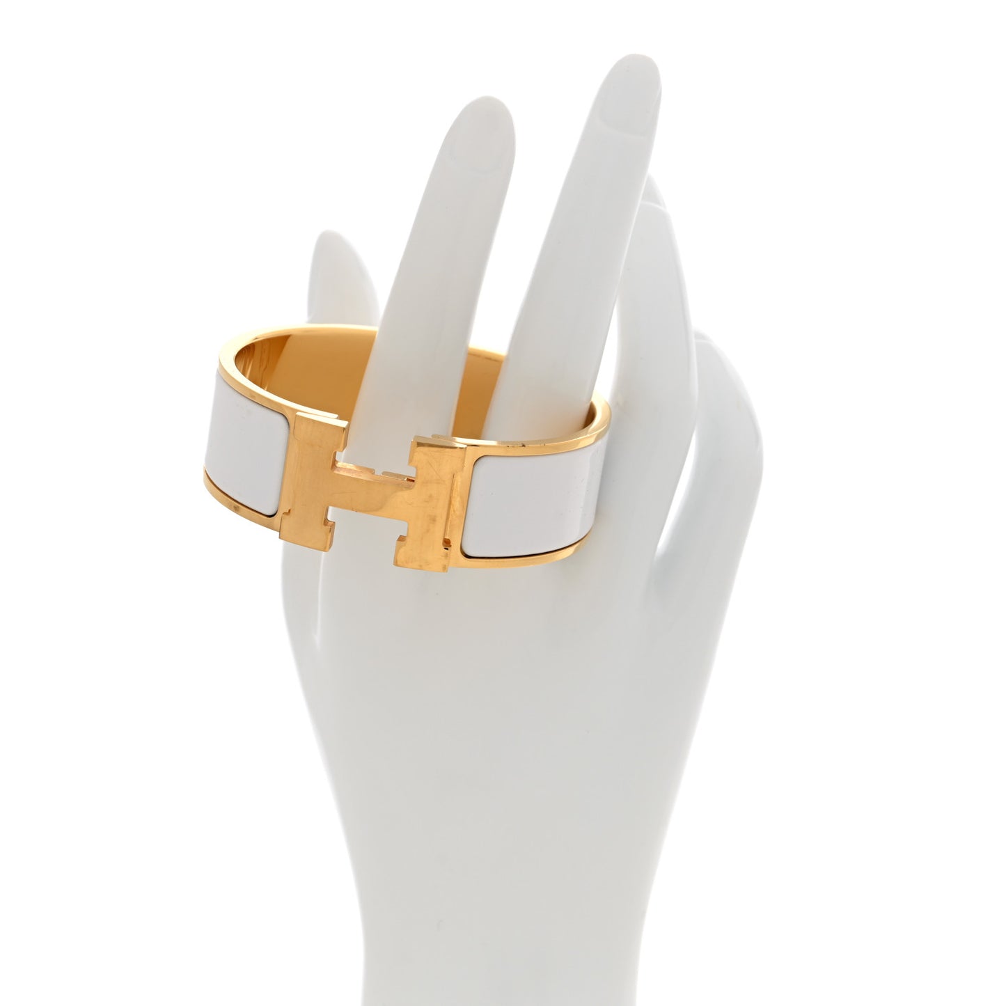 Enamel Wide Clic Clac H Bracelet PM White