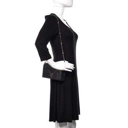 Christian Dior Metallic Patent Micro-Cannage Diorama Wallet on Chain Pouch Onyx Black 2 of 9