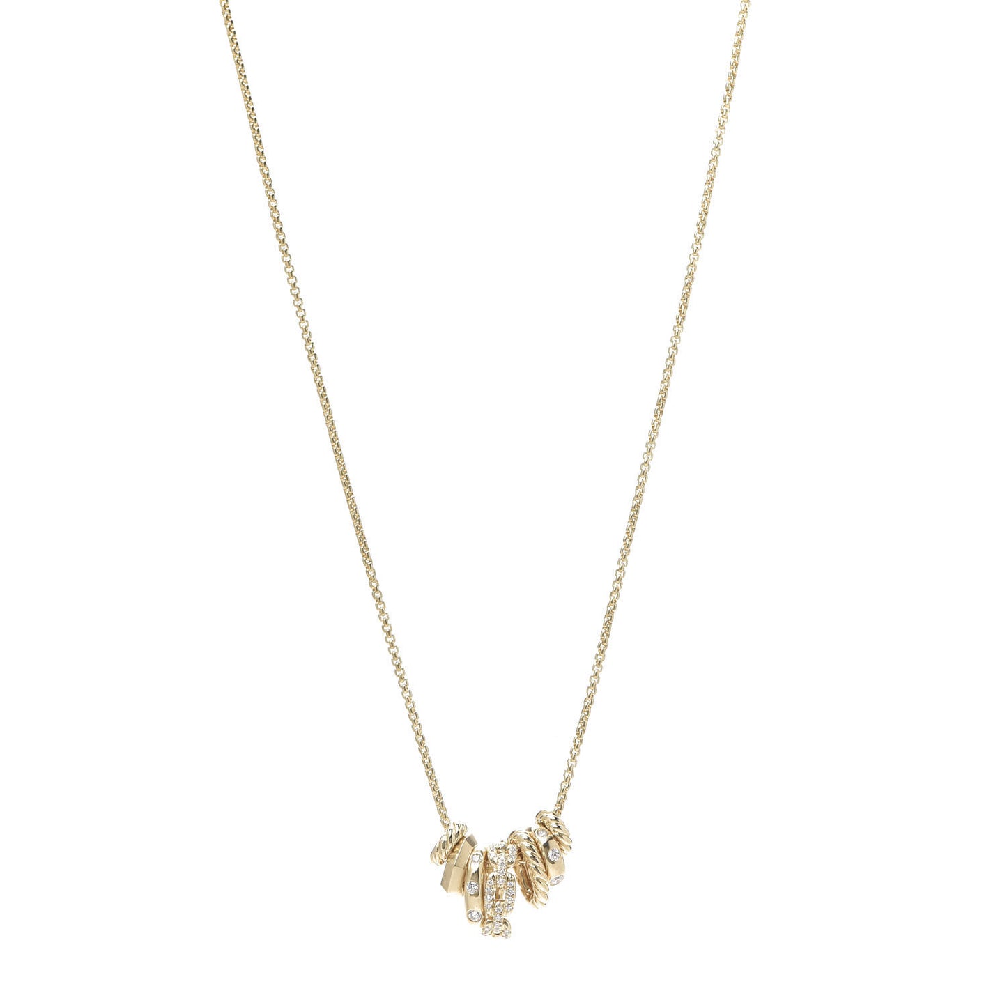 18K Yellow Gold Diamond Stax Rondelle Pendant Necklace