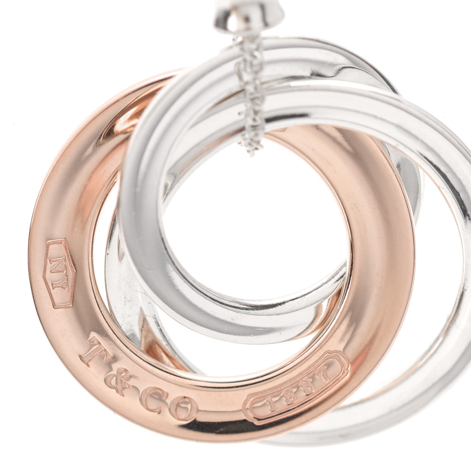 Tiffany Sterling Silver Rubedo 1837 Circles Pendant Necklace 4 of 6