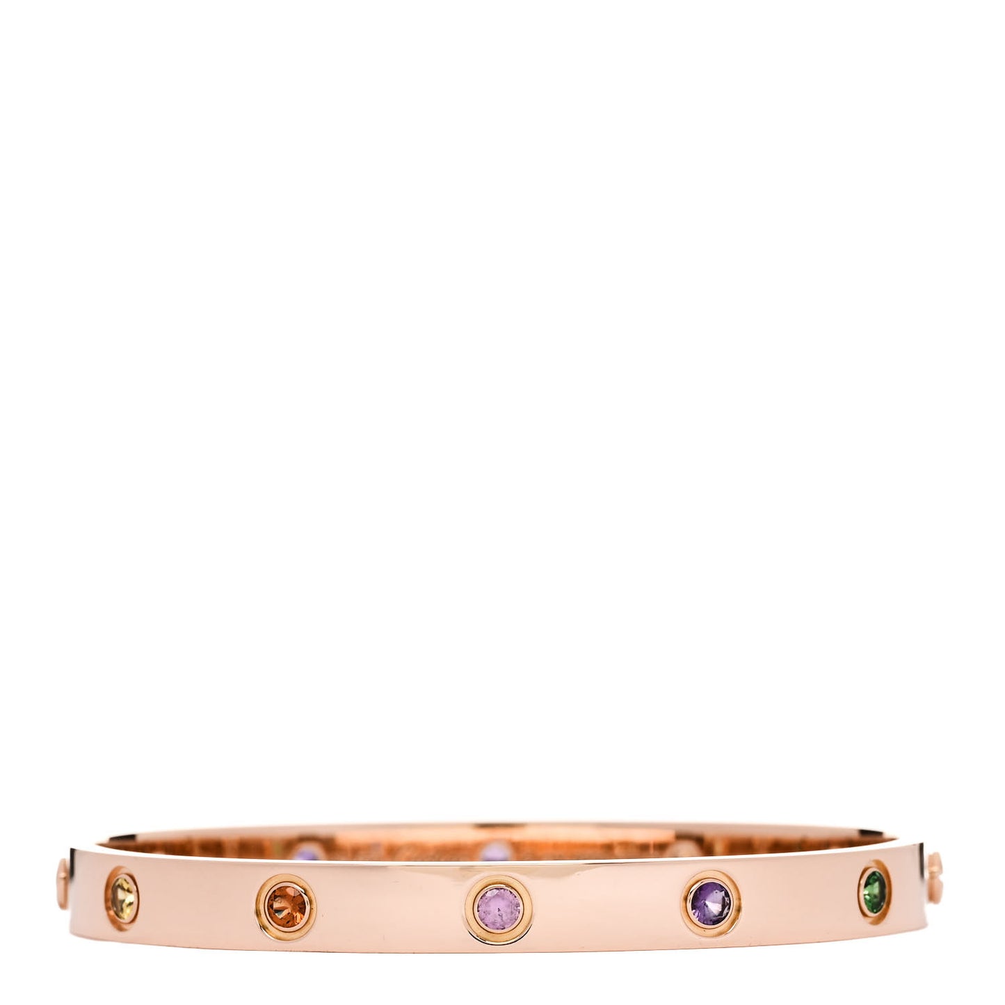 18K Pink Gold Sapphire Garnet Amethyst LOVE Bracelet 17