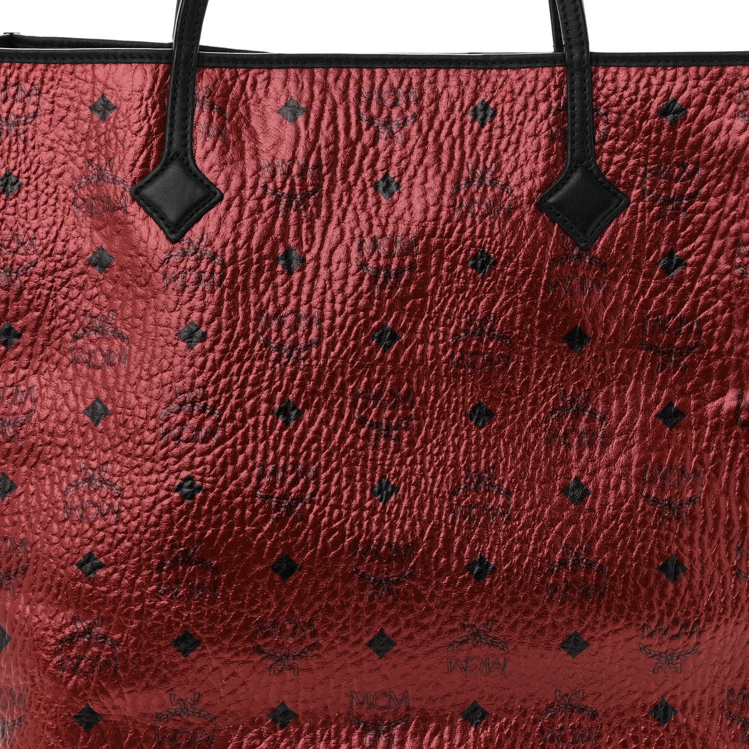 MCM Metallic Visetos Medium Kira North South Shopper Tote Scooter Red 8 of 11