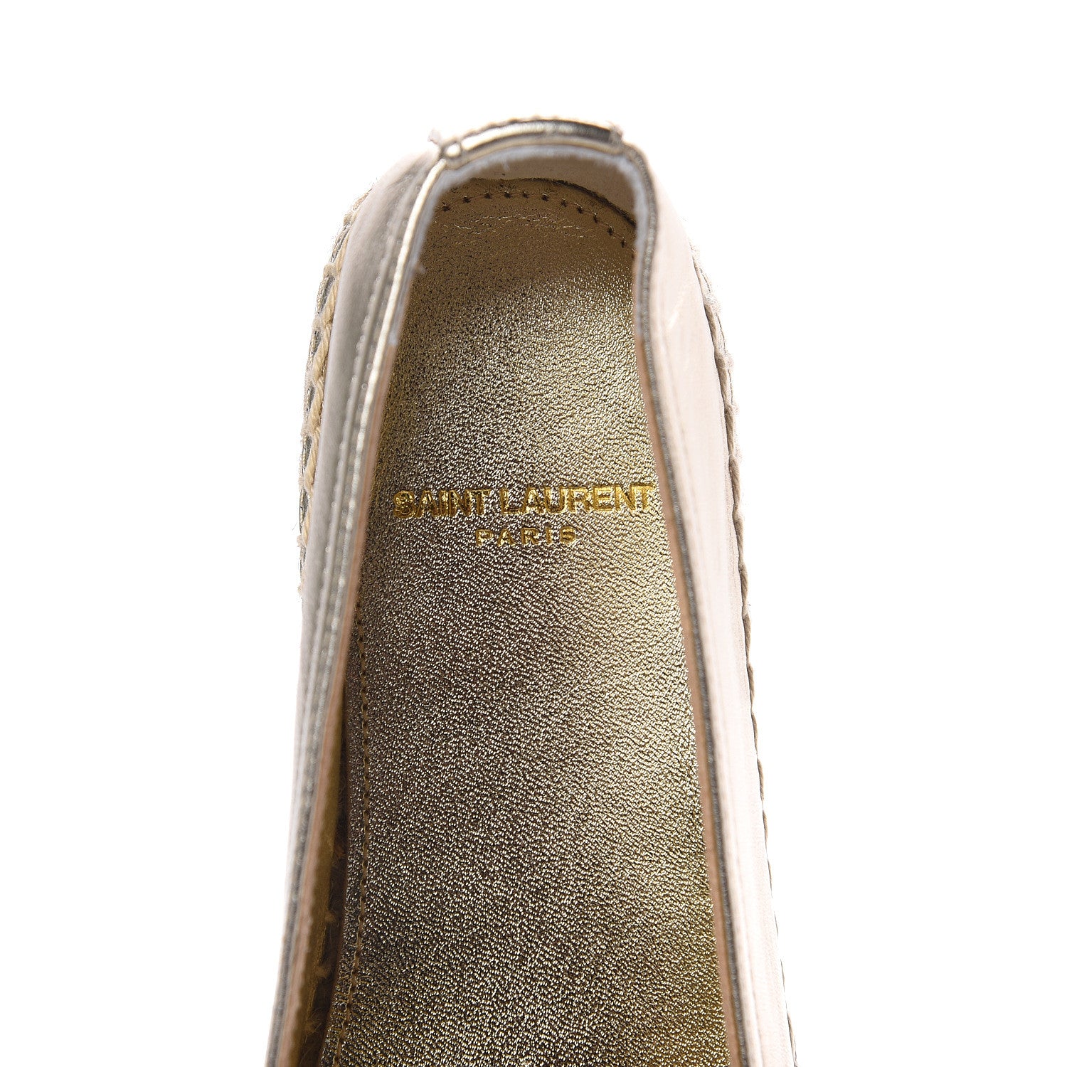 Saint Laurent Metallic Lambskin Monogram Espadrilles 36.5 Gold 6 of 9