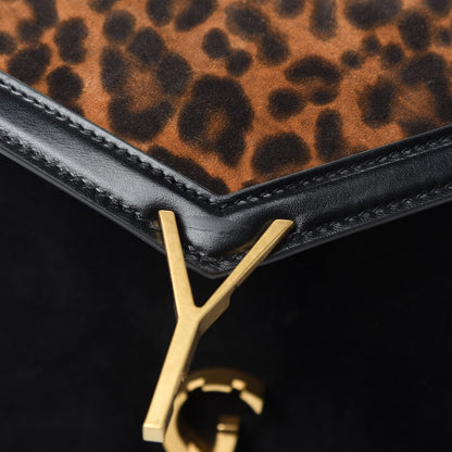 Saint Laurent Suede Leopard Print Mini Classic Monogram Cassandra Top Handle Manto Naturale Black 8 of 10