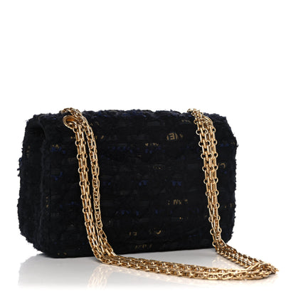 Chanel Tweed Quilted Mini 2.55 Reissue Flap Black Gold Navy 3 of 13