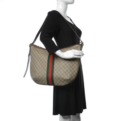 Gucci GG Supreme Monogram Web Ophidia Half Moon Hobo Brown 2 of 7