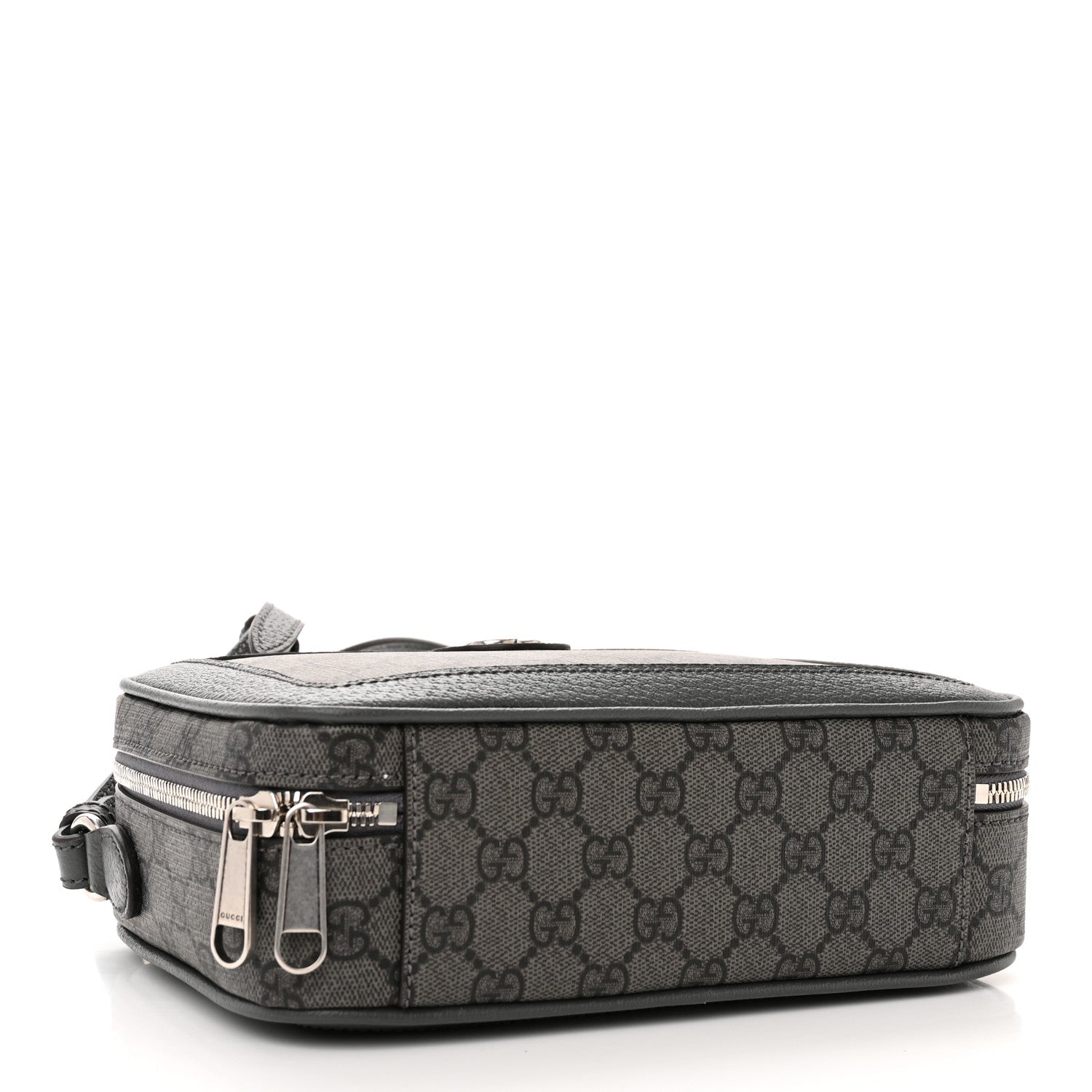 Gucci GG Supreme Monogram Textured Dollar Calfskin Small Ophidia Top Handle Shoulder Grey Black Graphite Grey 4 of 10