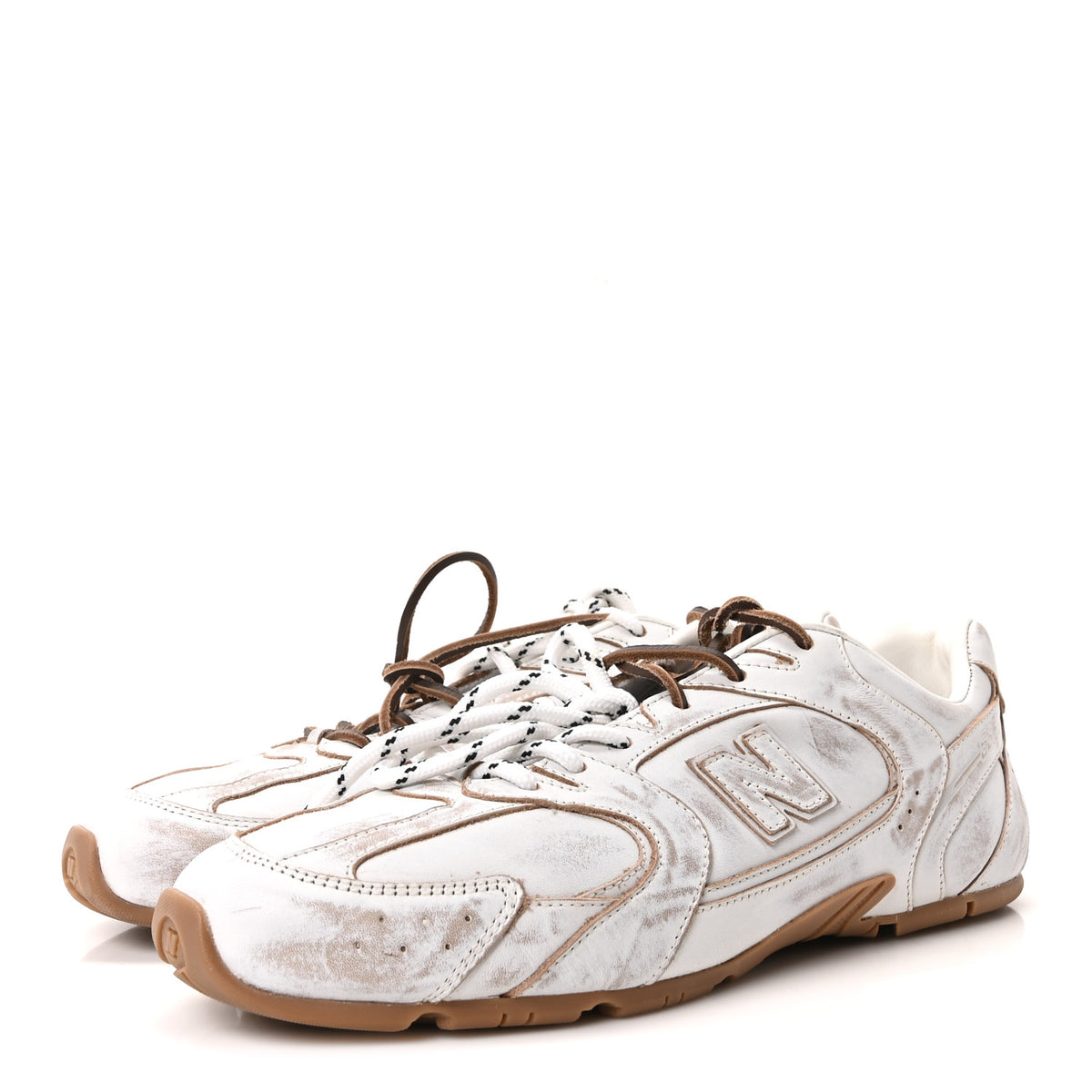 Miu Miu X NEW BALANCE Bleached Calfskin 530 SL Slip-On Sneakers Mules 41 White 4 of 9