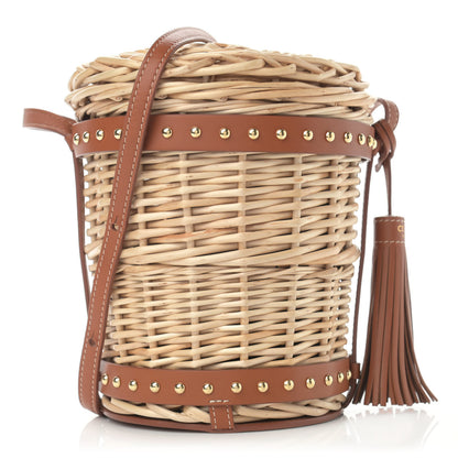 Celine Wicker Calfskin Mini Panier Bucket Bag Natural Tan 1 of 11