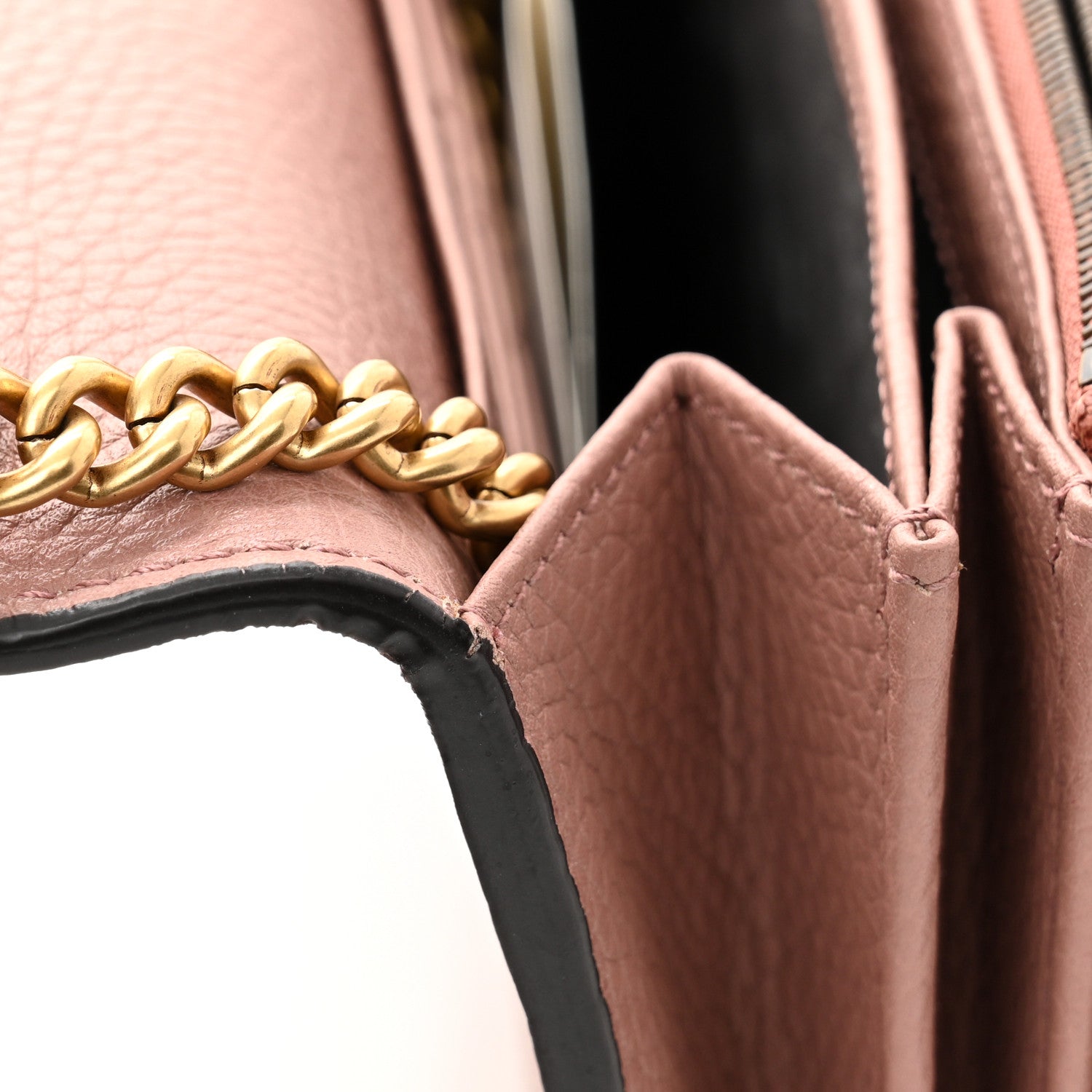 Gucci Cellarius Calfskin GG Marmont Chain Wallet Rosy Phard 9 of 11