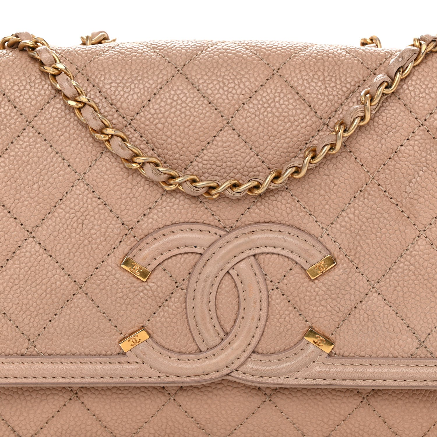 Chanel Caviar Quilted Small CC Filigree Flap Beige 8 of 10