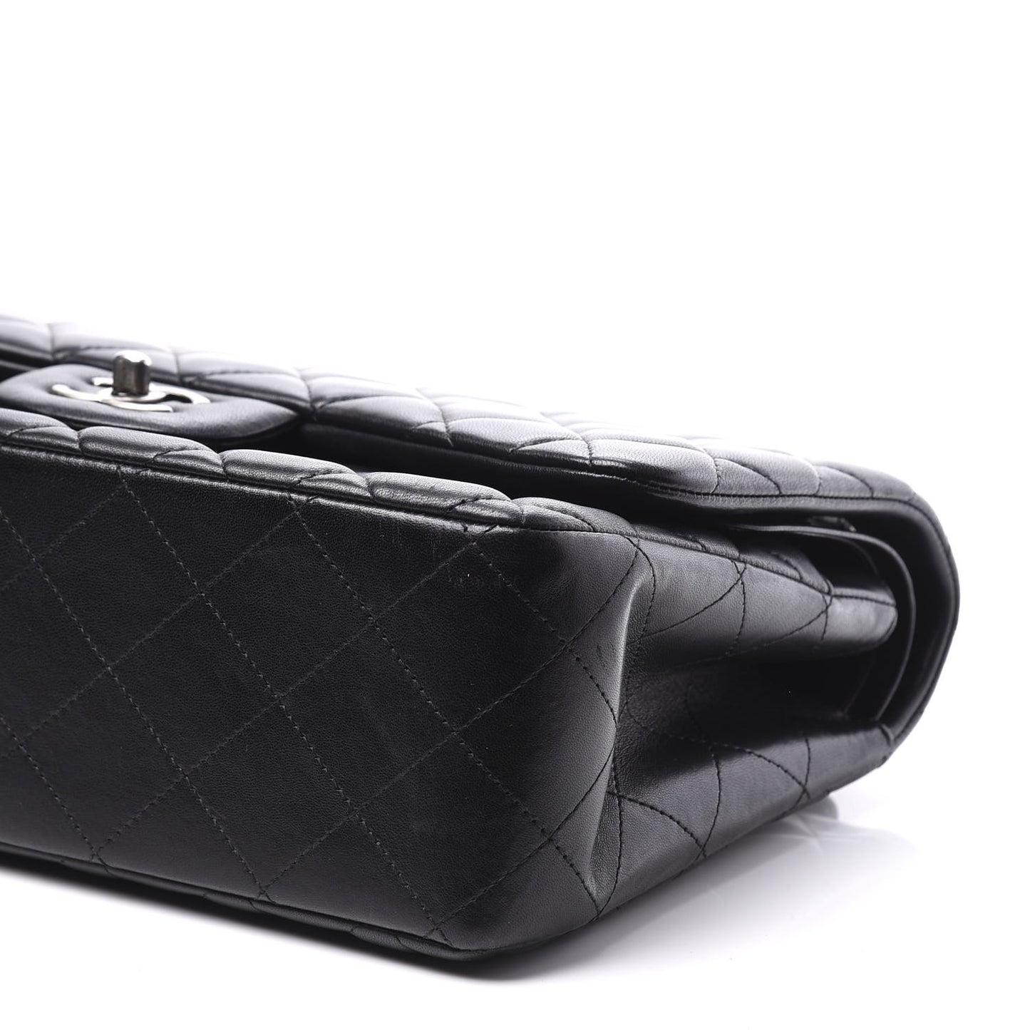 Lambskin Quilted Jumbo Double Flap Black