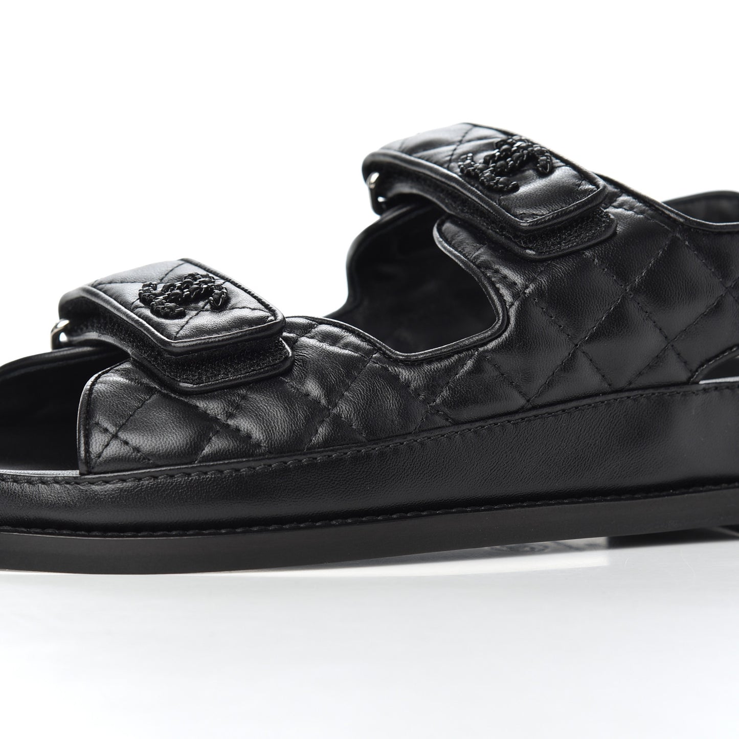 Lambskin Velcro Dad Sandals 41 Black