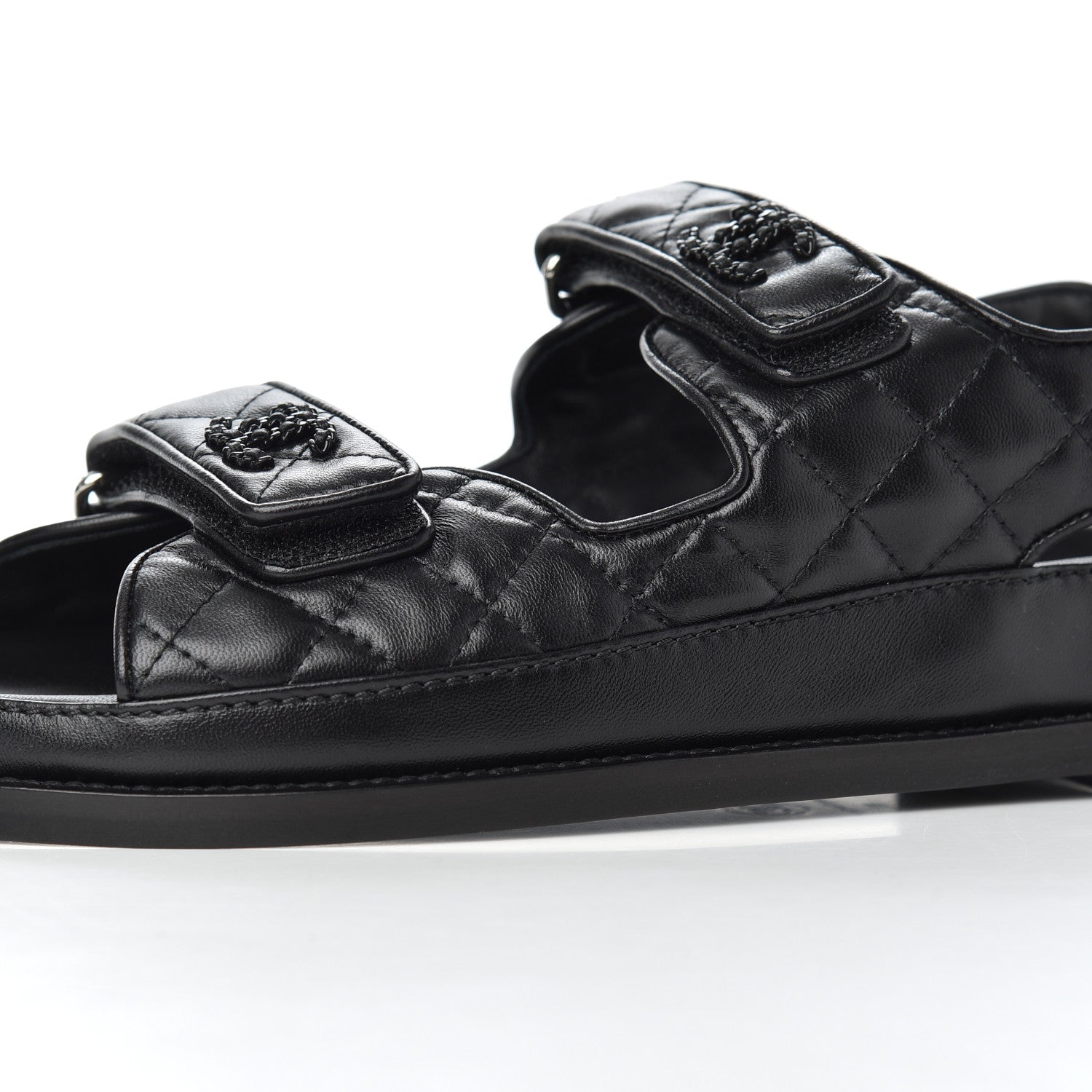 Chanel Lambskin Velcro Dad Sandals 41 Black 11 of 13