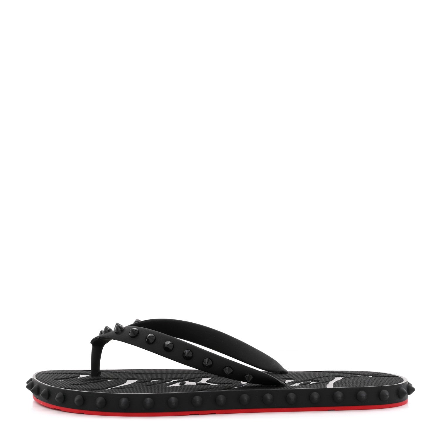 Christian Louboutin Rubber Spike Loubi Donna Flip Flop 40 Black 1 of 9