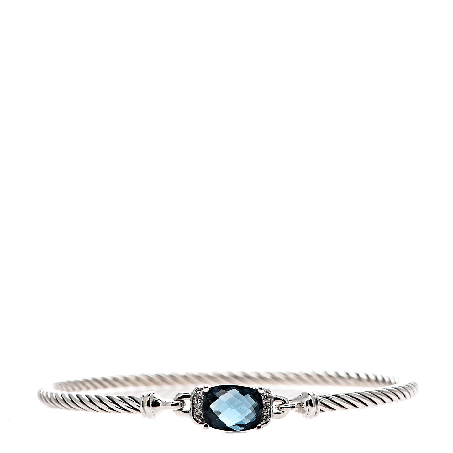 Sterling Silver Diamond Hampton Blue Topaz 3mm Petite Wheaton Bracelet