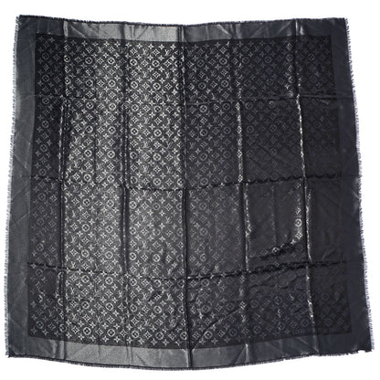 Louis Vuitton Silk Lurex Wool Monogram Shine Shawl Black 3 of 6