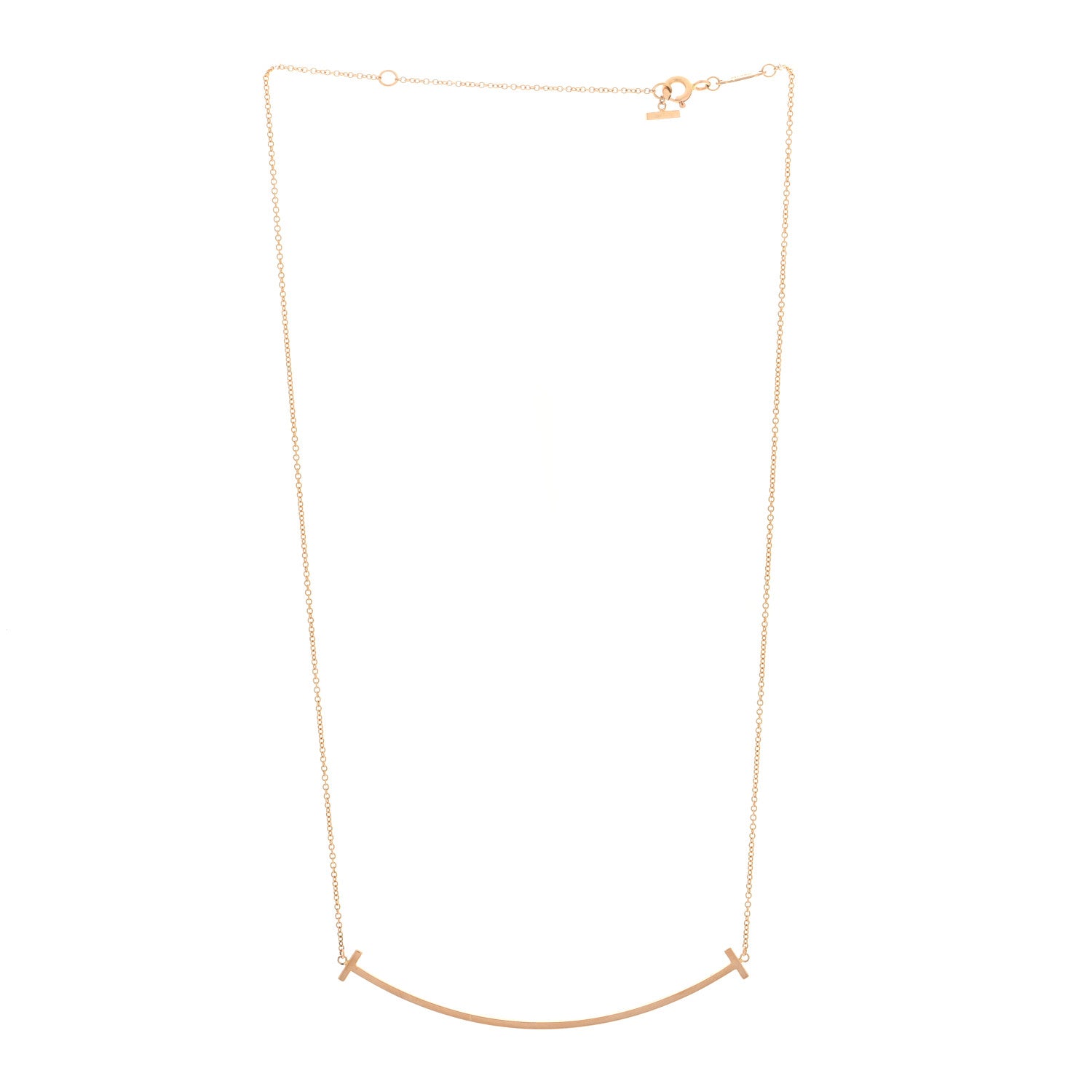 Tiffany 18K Rose Gold T Smile Pendant Necklace 3 of 5