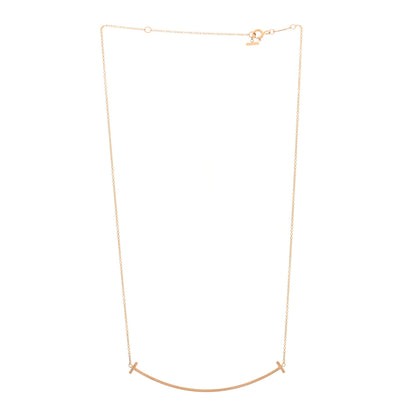 Tiffany 18K Rose Gold T Smile Pendant Necklace 3 of 5
