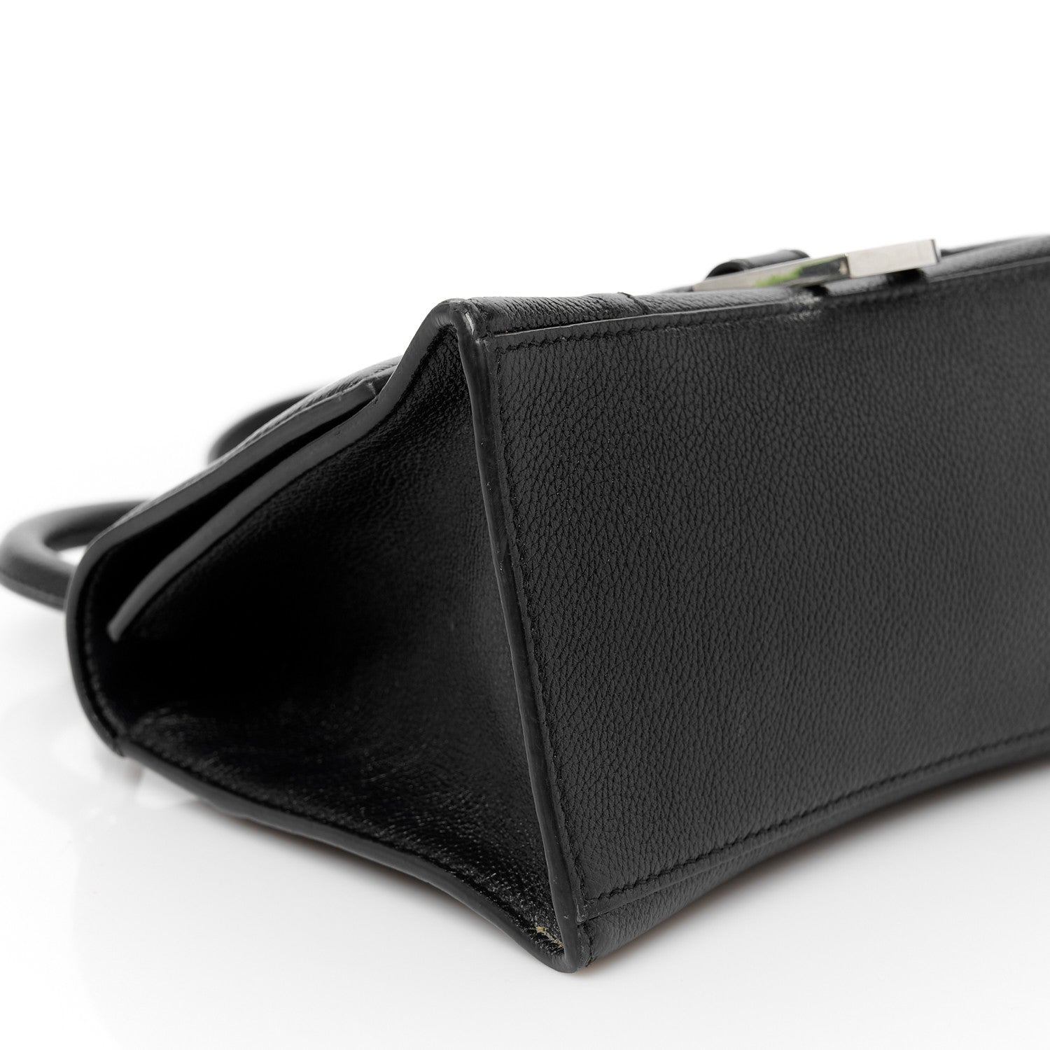 Balenciaga Grained Calfskin Small Hourglass Top Handle Bag Black 9 of 10