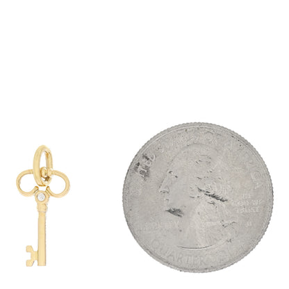Tiffany 18K Yellow Gold Diamond Mini Key Charm 3 of 4