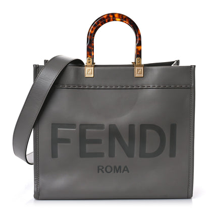 Fendi Vitello King Plexiglass Logo Embossed Medium Fendi Sunshine Shopper Tote Moon 1 of 10
