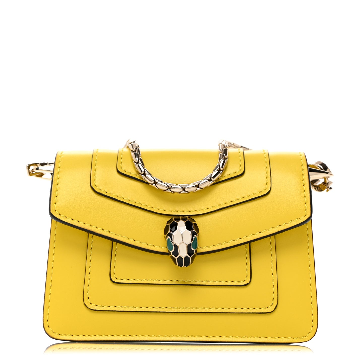 Calfskin Serpenti Forever Miniature Bag Charm Yellow