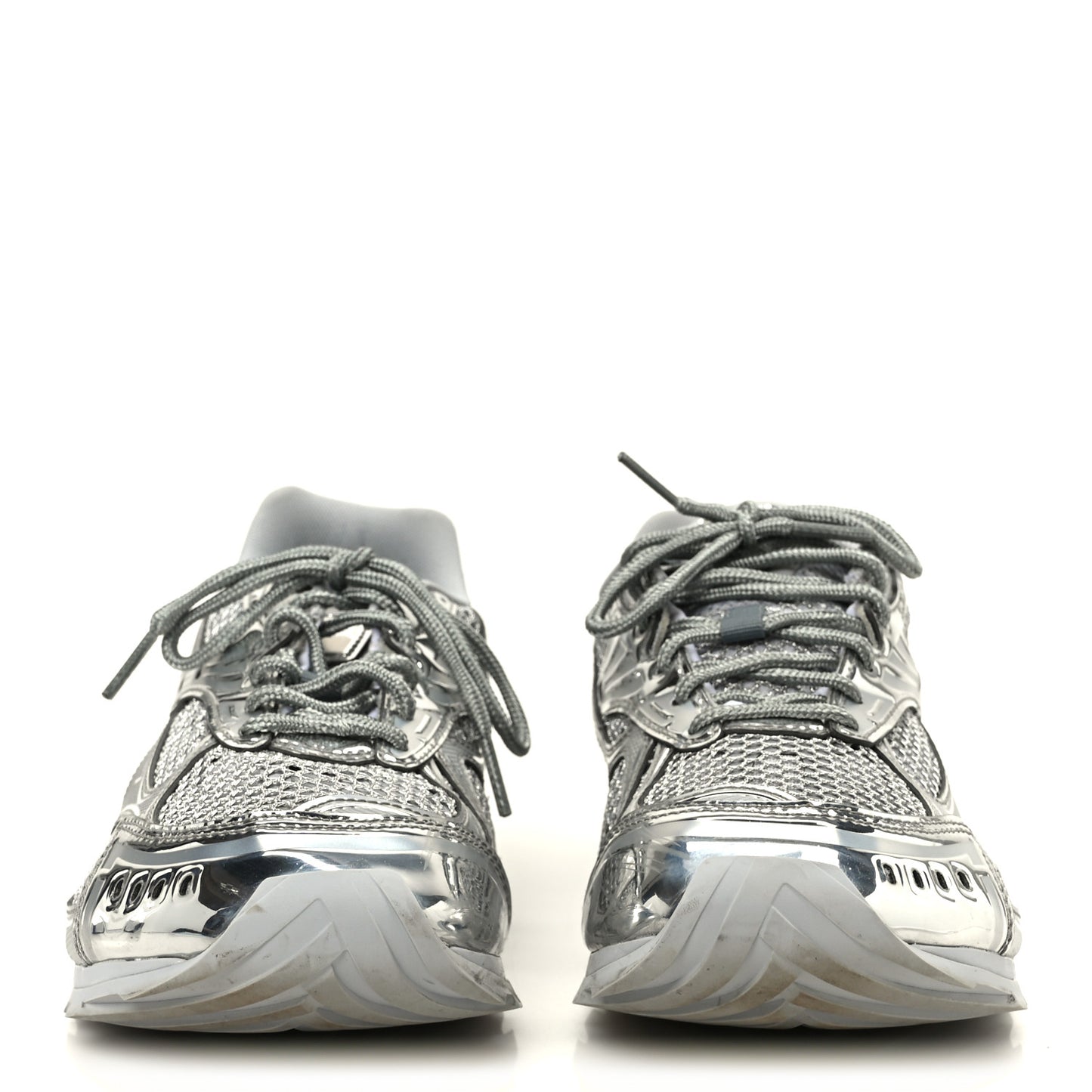 Calfskin Fishnet Fabric Orbit Sneakers 39 Silver