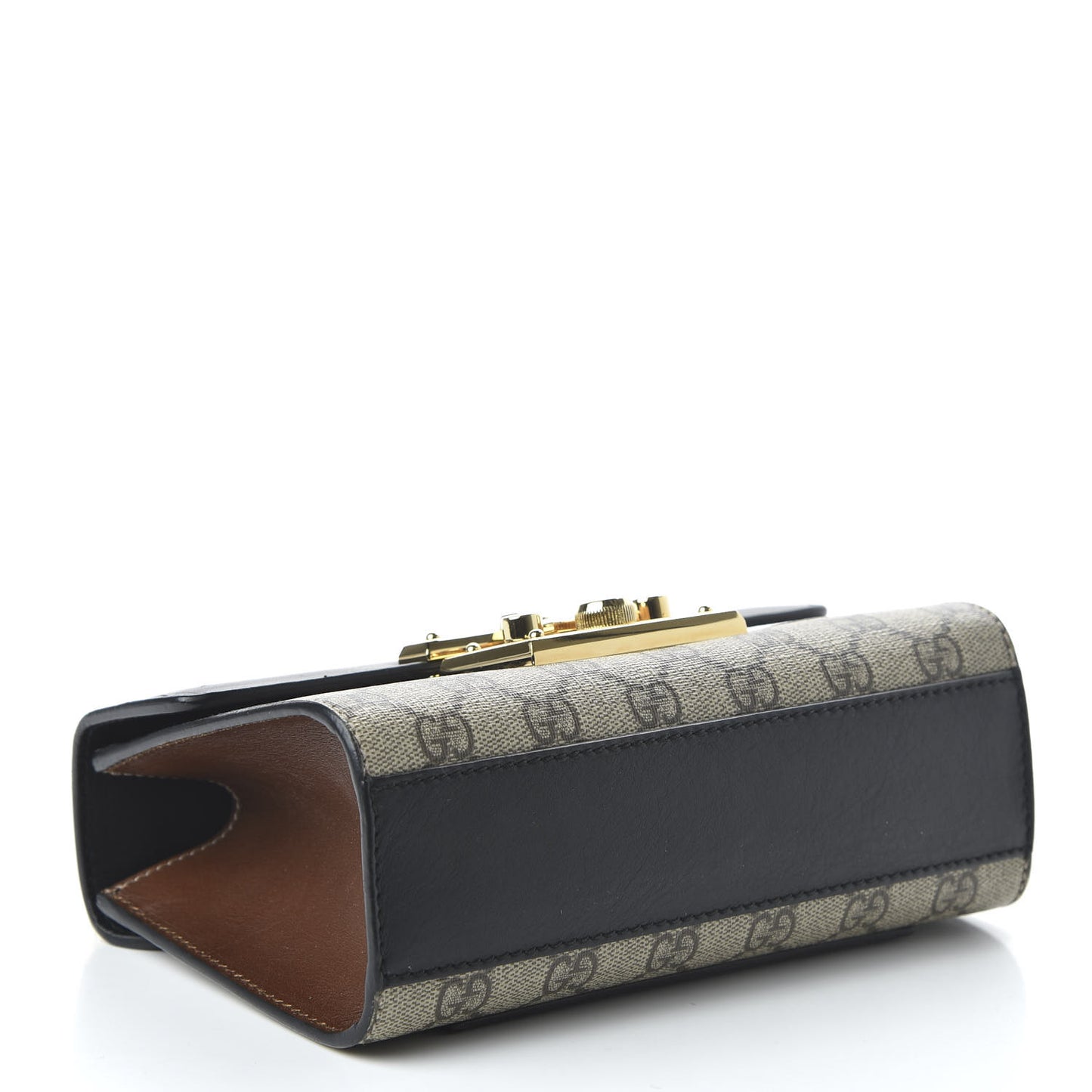 GG Supreme Monogram Calfskin Small Padlock Shoulder Bag Beige Black Cuir