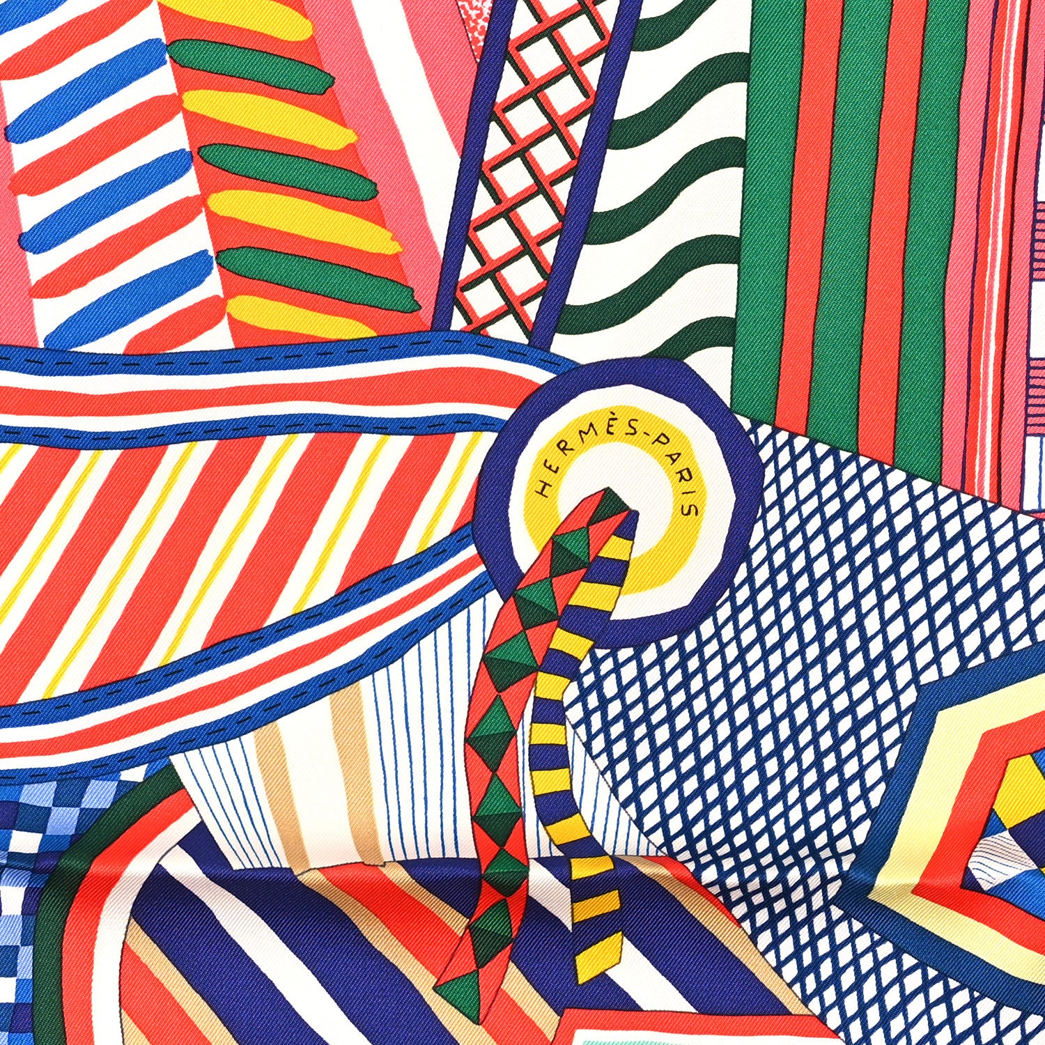 Hermes Silk La Selle Imaginaire Scarf 90 Vieux Rose Vert Rouge 2 of 3