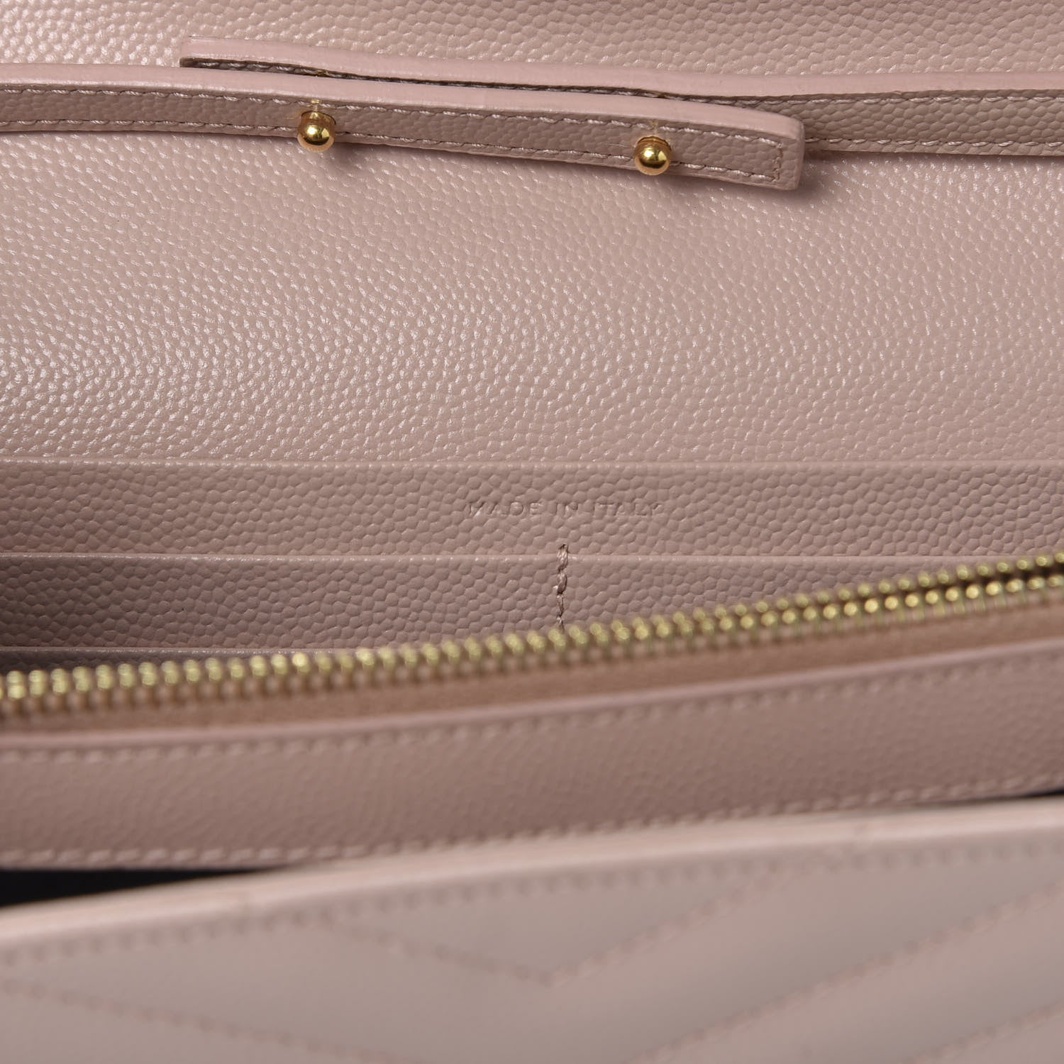 Saint Laurent Grain De Poudre Matelasse Chevron Monogram Chain Wallet Pale Blush 9 of 10