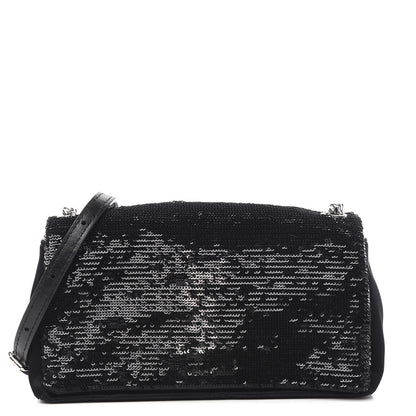 Saint Laurent Sequins Toy West Hollywood Chain Wallet Nero Manto Naturale 1 of 8