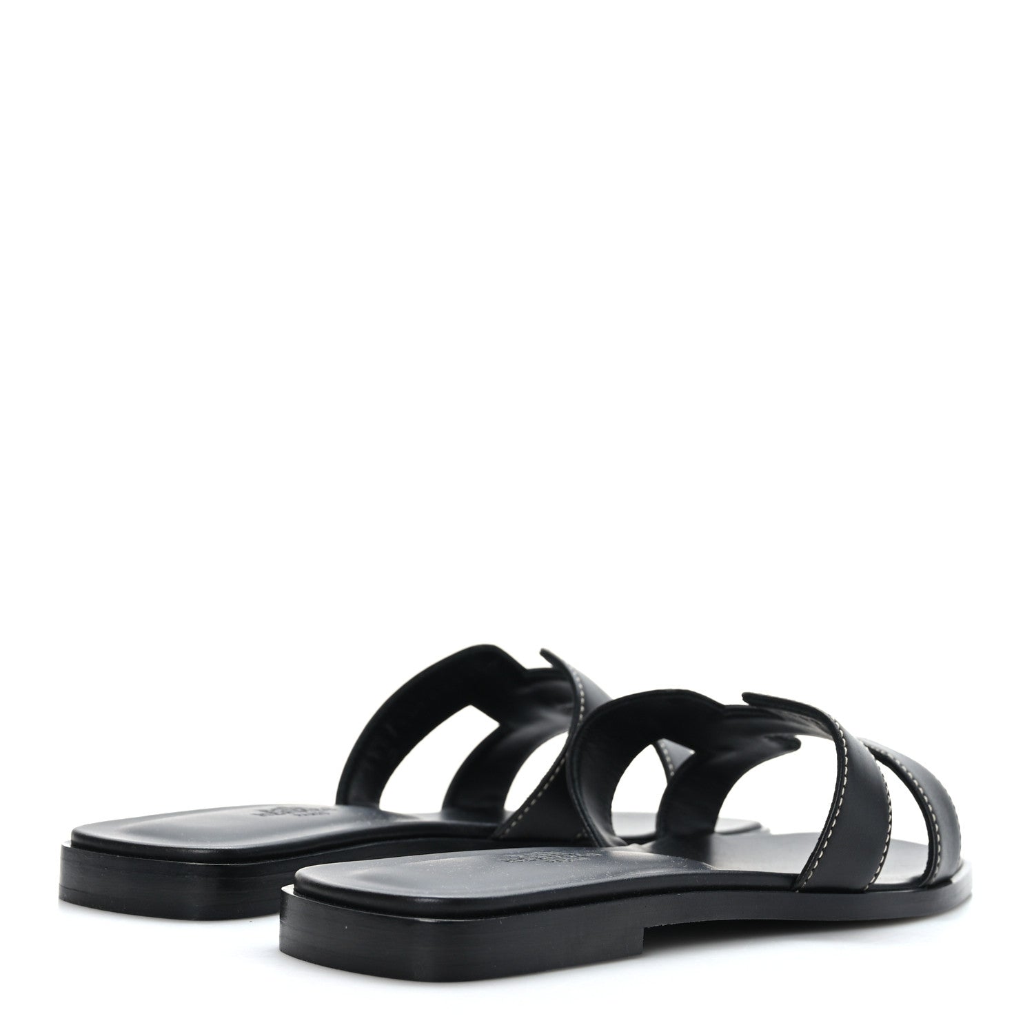Hermes Box Calfskin Oran Sandals 36 Black 4 of 9