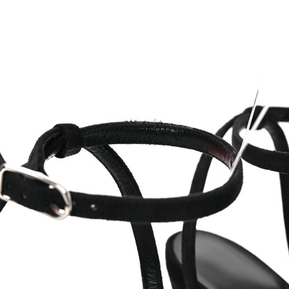 Hermes Metallic Suede Goatskin Luz 105 Sandals 40 Black Gris Argente 11 of 13