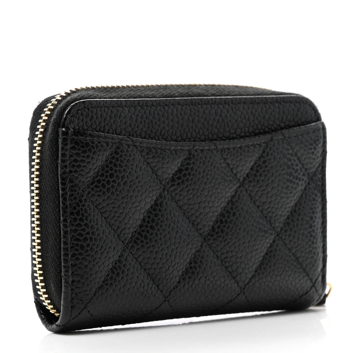 Caviar Quilted Classic Zipped Coin Purse Black