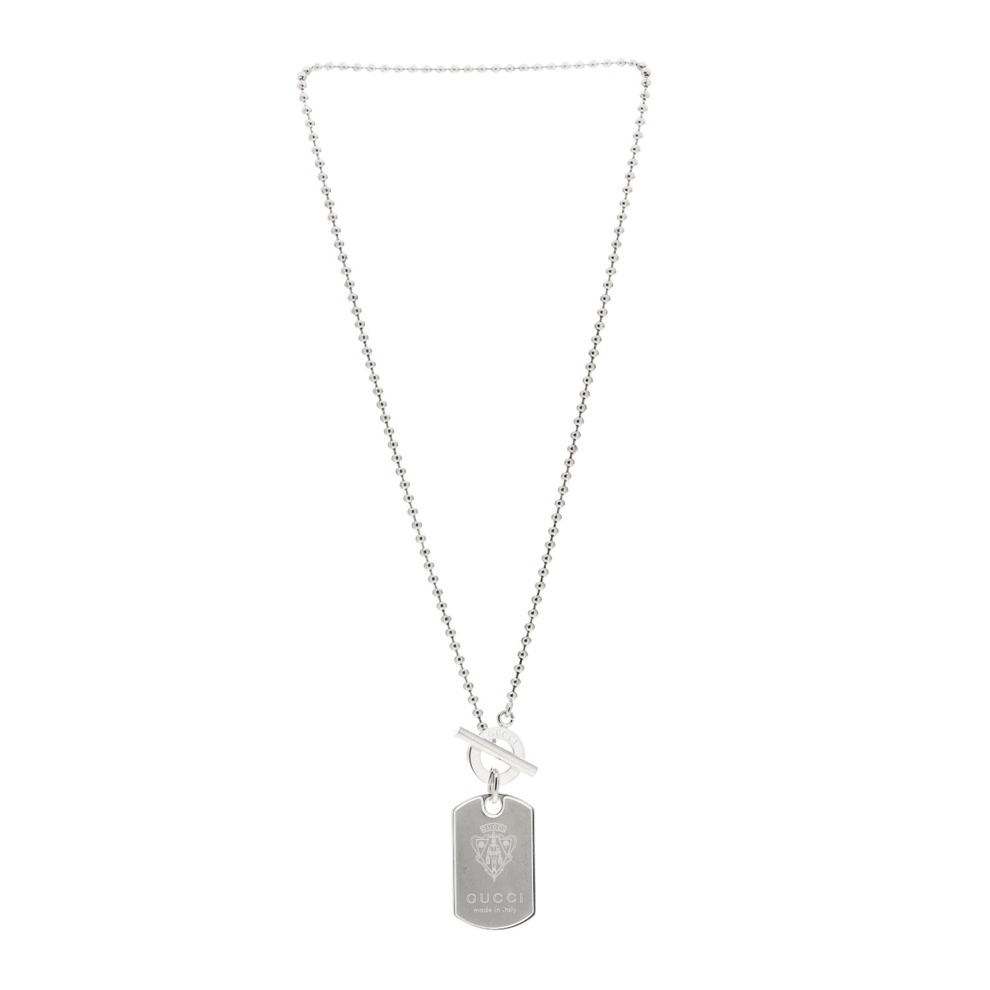 Sterling Silver Crest Dog Tag Toggle Necklace