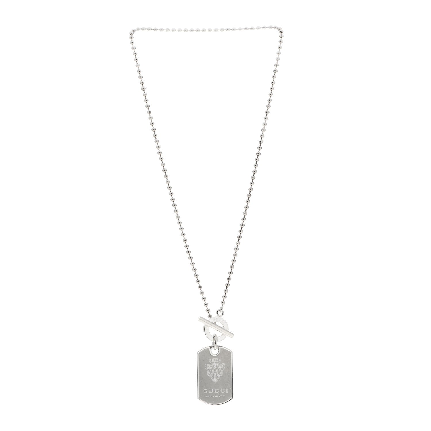 Gucci Sterling Silver Crest Dog Tag Toggle Necklace 3 of 5