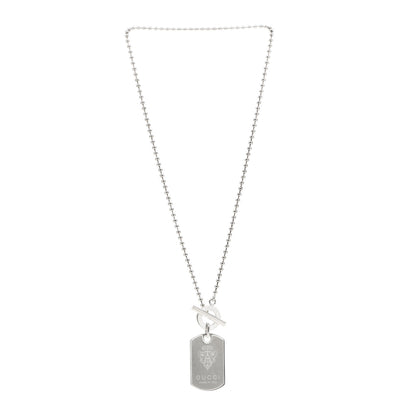 Gucci Sterling Silver Crest Dog Tag Toggle Necklace 3 of 5