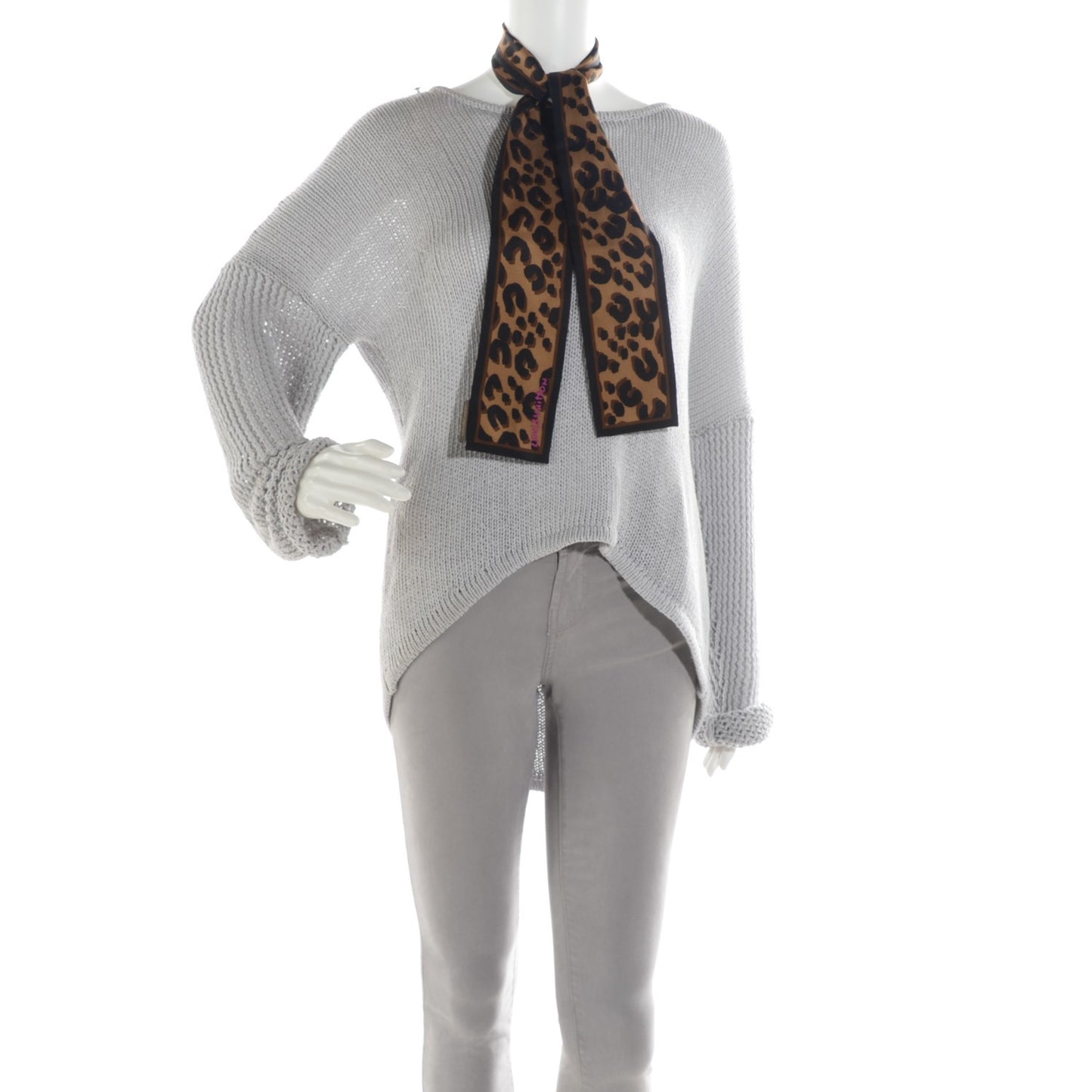 Silk Leopard Bandeau Scarf Marron