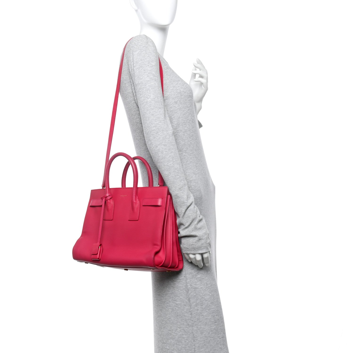 Saint Laurent Calfskin Small Sac De Jour Lipstick Fuchsia 2 of 13