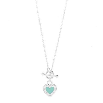 Tiffany Sterling Silver Enamel Return to Tiffany Love Heart Necklace Blue 1 of 5