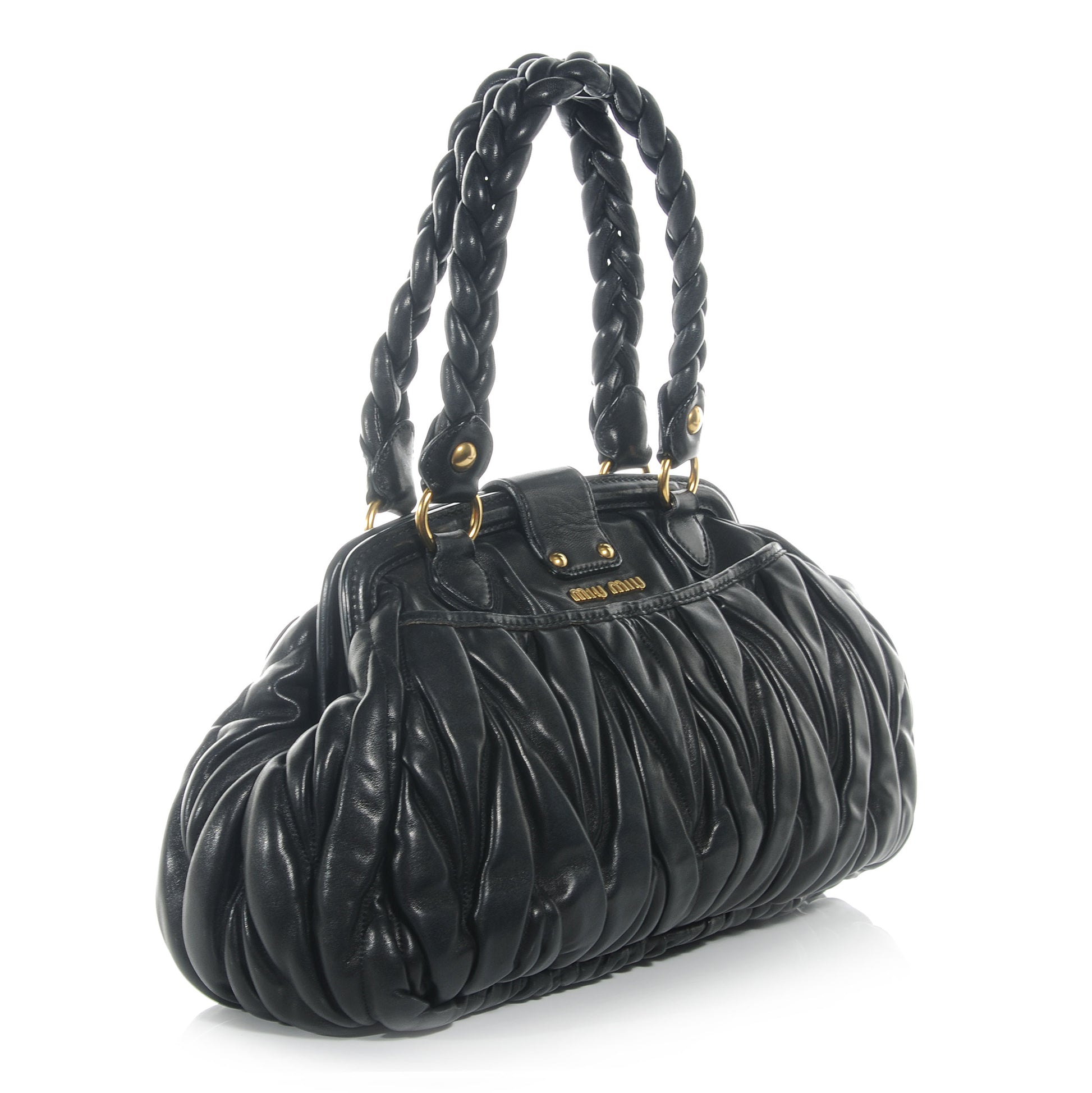 Miu Miu Leather Matelasse Coffer Frame Tote Black 3 of 7