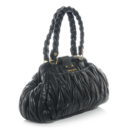 Miu Miu Leather Matelasse Coffer Frame Tote Black 3 of 7