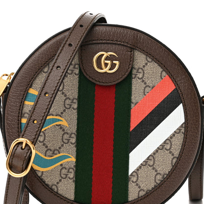 Gucci GG Supreme Monogram Equestrian Web Mini Ophidia Round Shoulder Bag Brown 8 of 11