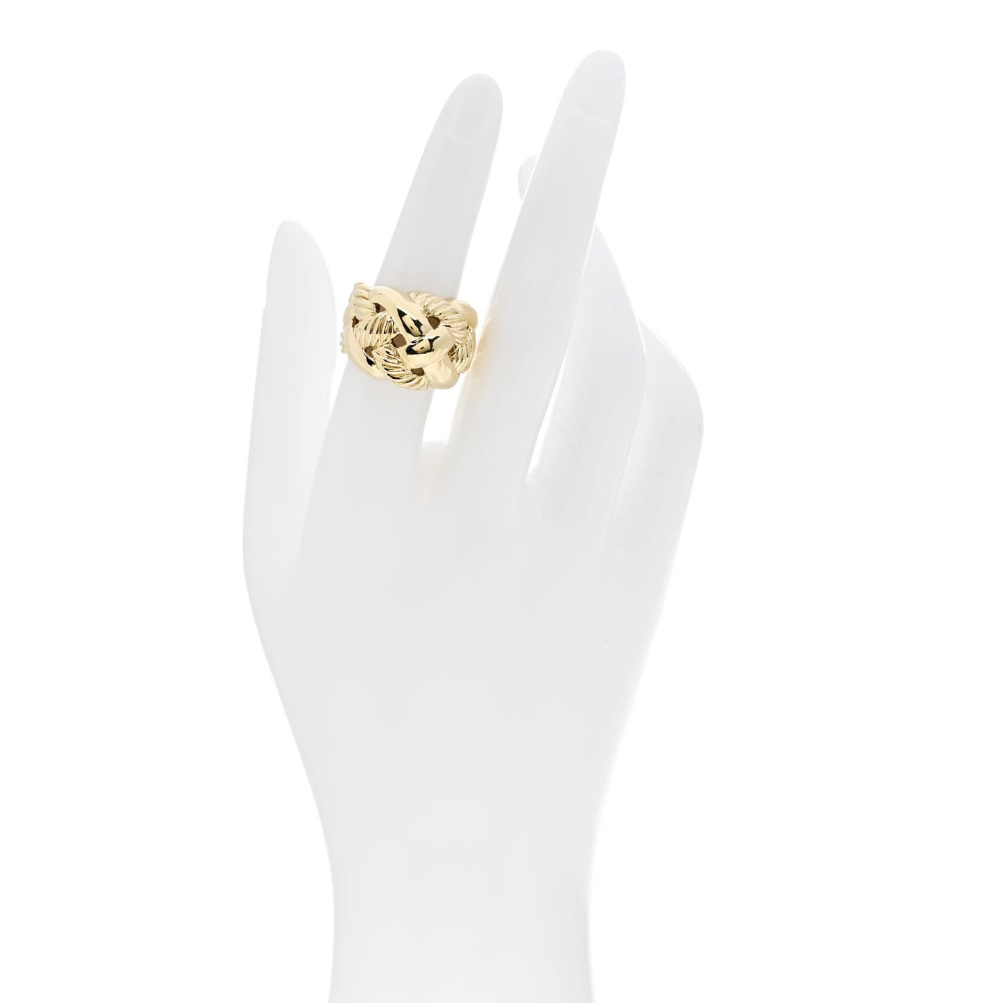 18K Yellow Gold Wide Woven Cable Ring 51 5.75