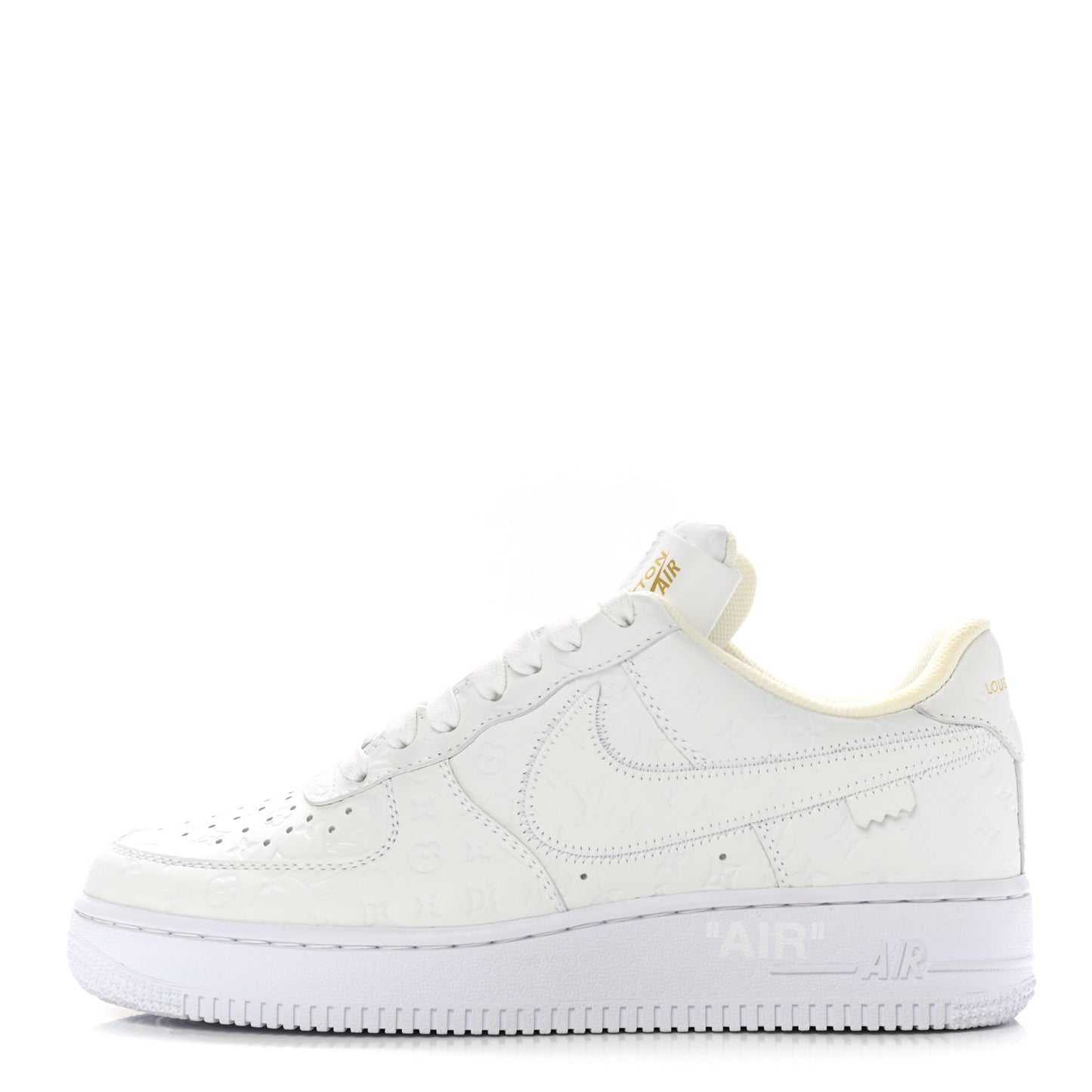 X NIKE AIR FORCE 1 Calfskin Monogram Mens Low Top Sneakers 7 White